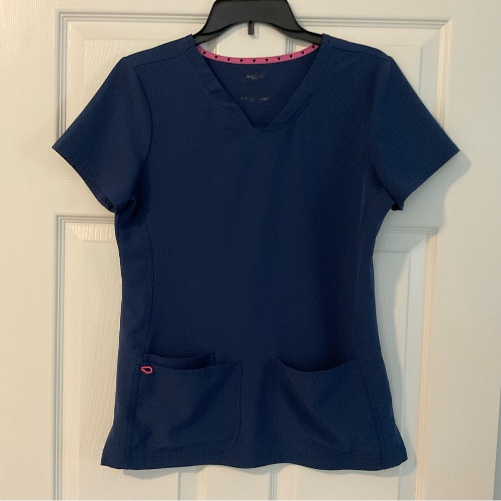 Navy Blue Heart Soul Women's scrub Top